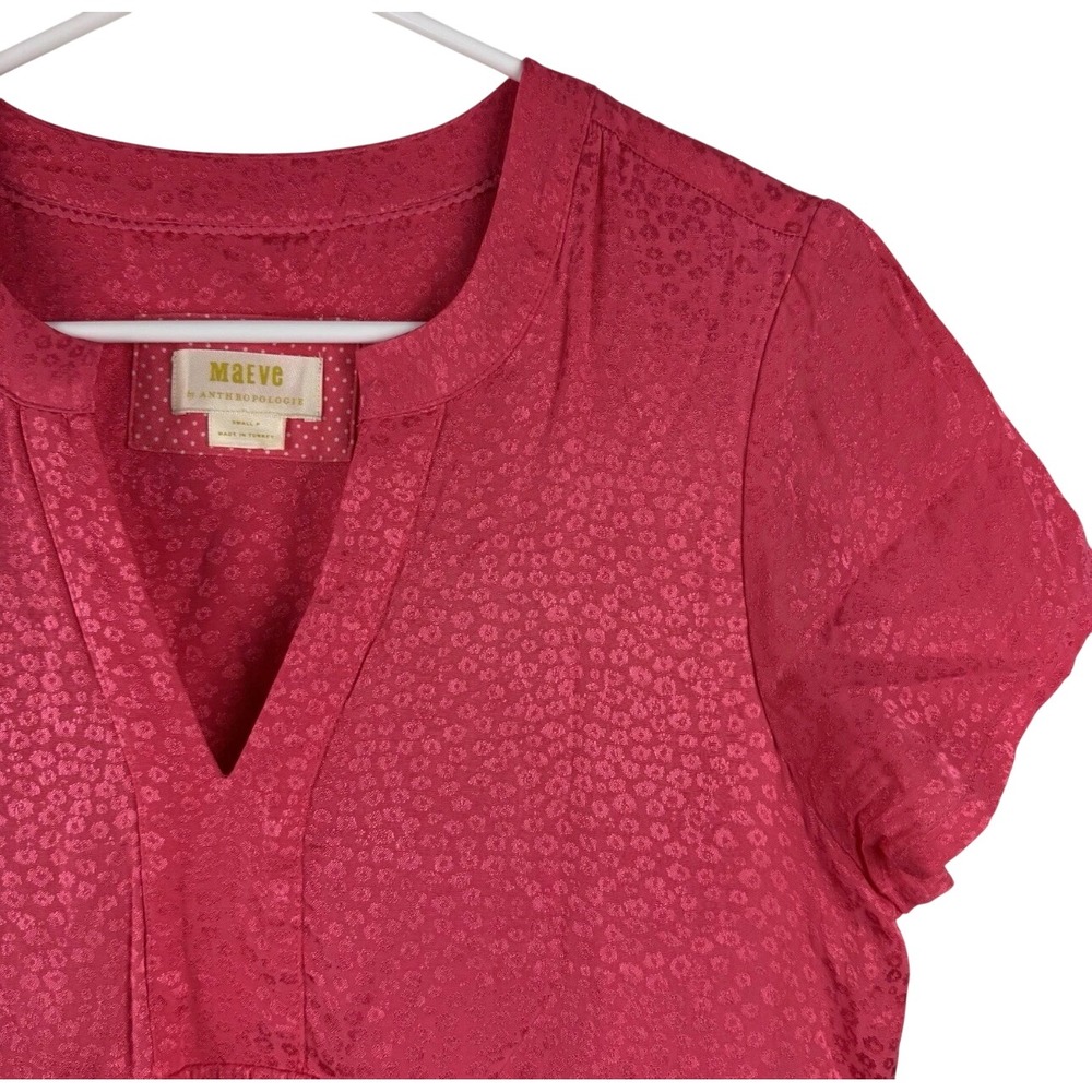 Maeve Anthropologie Tiered Mini Dress Womens Small Pink Leopard Jacquard